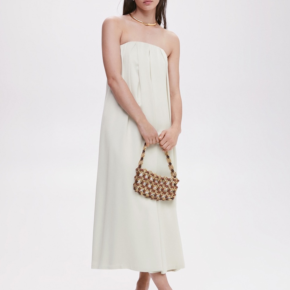 Mango Premium Elegant Cream Strapless Dress